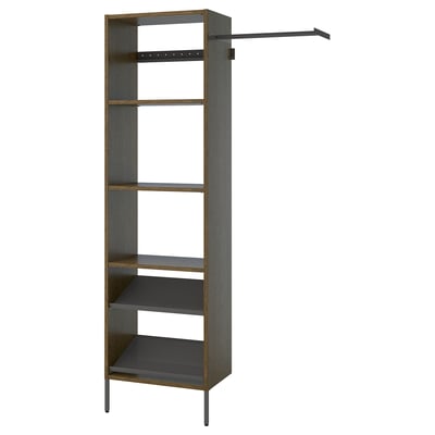 AURDAL Wardrobe combination, brown stained oak veneer/dark gray, 47-60x15 3/4x87 "