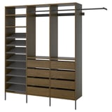 AURDAL Wardrobe combination, brown stained oak veneer/dark gray, 95 1/8-108 1/8x15 3/4x87 "