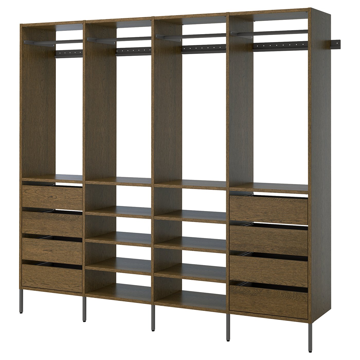 Wardrobe Combination, Brown Stained Oak Veneer/Dark Gray