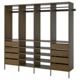 AURDAL Wardrobe combination, brown stained oak veneer/dark gray, 98 3/8x15 3/4x87 "