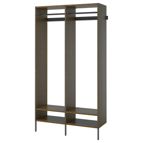 AURDAL Wardrobe combination, brown stained oak veneer/dark gray, 49 1/4x15 3/4x87 "