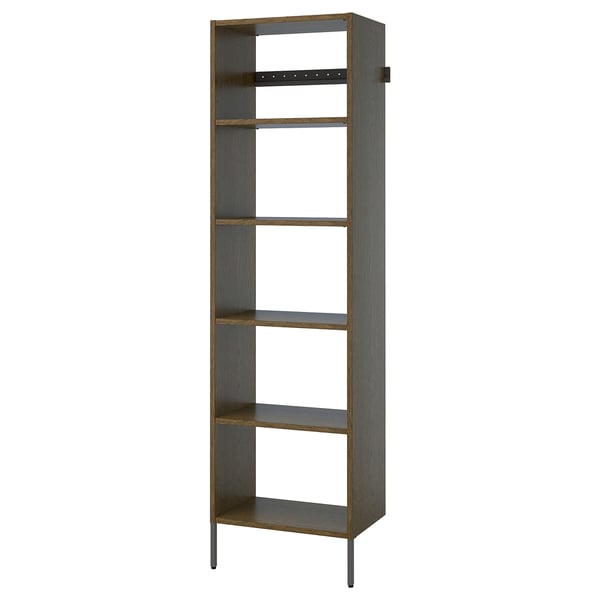 AURDAL Wardrobe combination, brown stained oak veneer/dark gray, 25 5/8x15 3/4x87 "