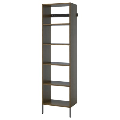 AURDAL Wardrobe combination, brown stained oak veneer/dark gray, 25 5/8x15 3/4x87 "