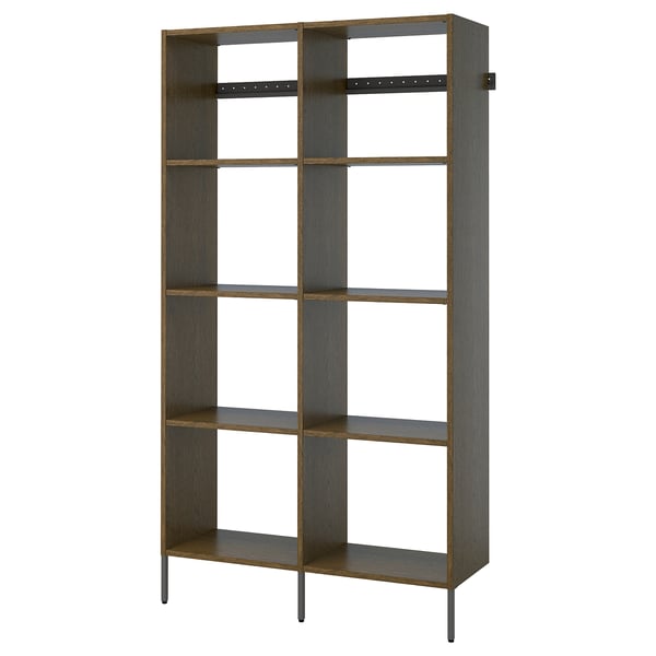 AURDAL Wardrobe combination, brown stained oak veneer/dark gray, 49 1/4x15 3/4x87 "