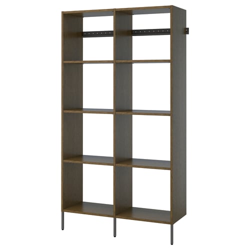 AURDAL Wardrobe combination, brown stained oak veneer/dark gray, 49 1/4x15 3/4x87 "