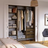 AURDAL Wardrobe combination, brown stained oak veneer/dark gray, 74 3/4x15 3/4x87 "