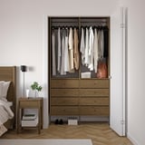 AURDAL Wardrobe combination, brown stained oak veneer/dark gray, 49 1/4x15 3/4x87 "