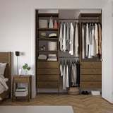 AURDAL Wardrobe combination, brown stained oak veneer/dark gray, 72-79 1/8x15 3/4x87 "