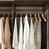 AURDAL Wardrobe combination, brown stained oak veneer/dark gray, 118 7/8-132 7/8x15 3/4x87 "