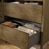 AURDAL Wardrobe combination, brown stained oak veneer/dark gray, 118 7/8-132 7/8x15 3/4x87 "