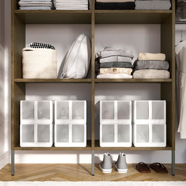 AURDAL Wardrobe combination, brown stained oak veneer/dark gray, 70 5/8-83 5/8x15 3/4x87 "