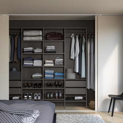 AURDAL Wardrobe combination, dark gray, 118 7/8-132 7/8x15 3/4x87 "
