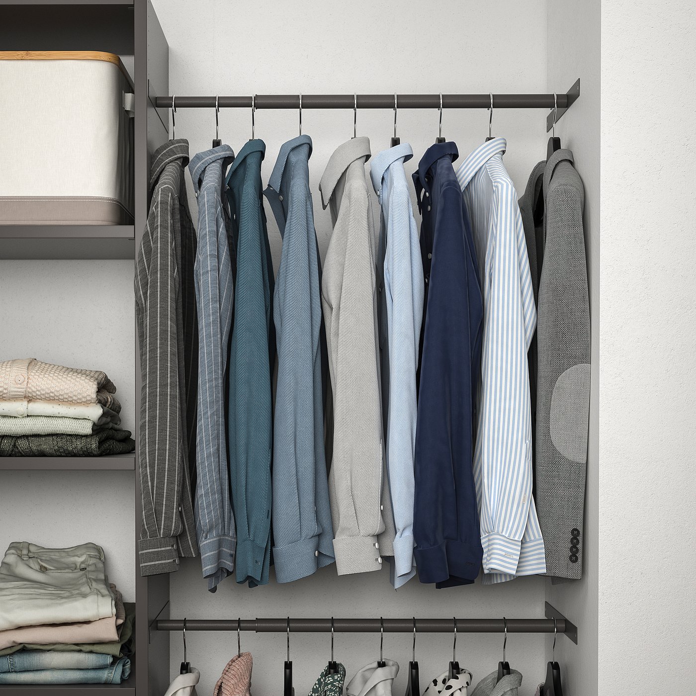 AURDAL wardrobe combination, dark gray, 681/2-941/2x153/4x87