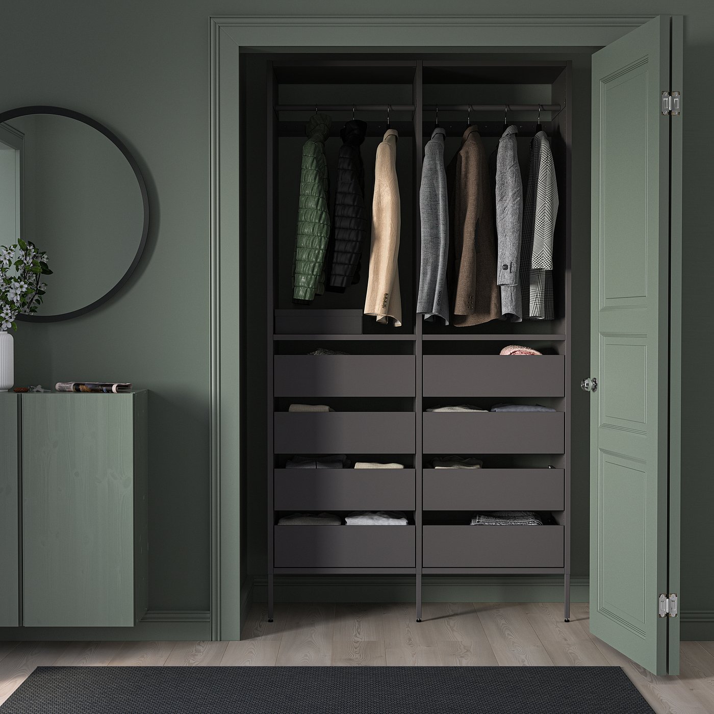 AURDAL wardrobe combination, dark gray, 491/4x153/4x87" IKEA