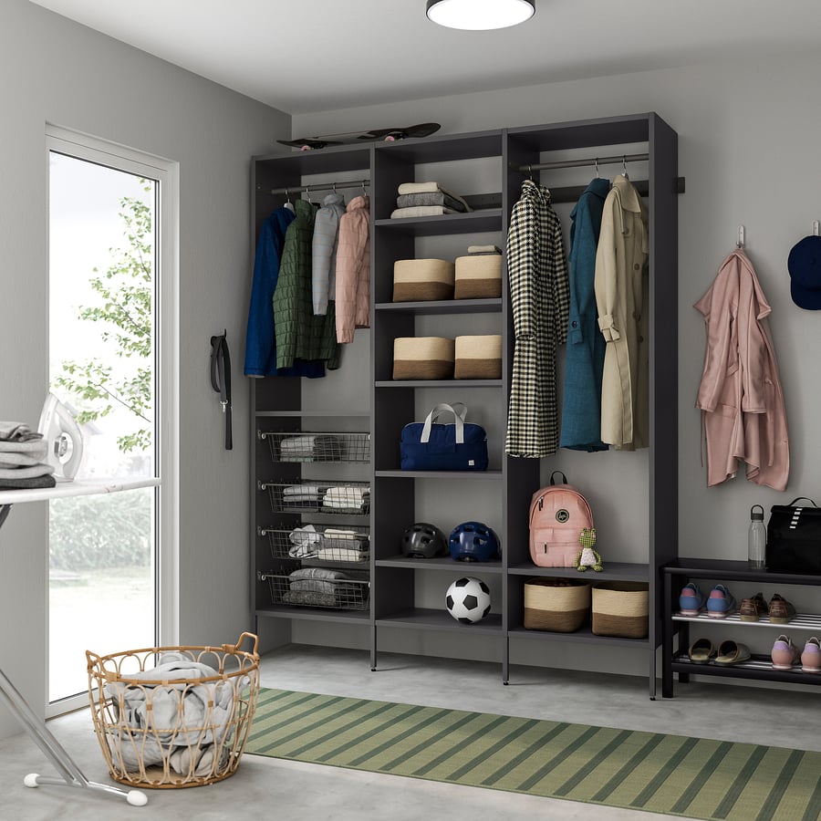 AURDAL wardrobe combination, dark gray, 743/4x153/4x87" IKEA US
