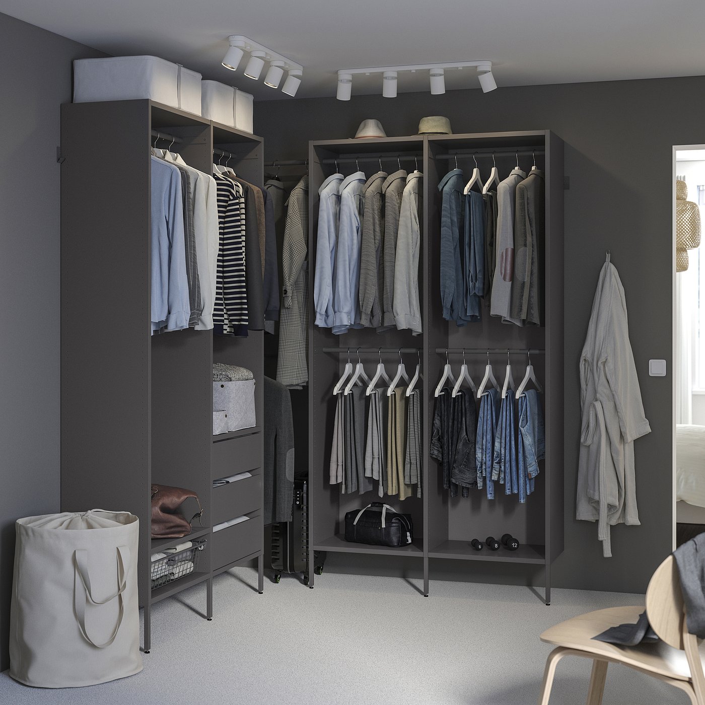 【fulcrum.r1専用】isadoreDeepWinterSoftshell AURDAL wardrobe combination, dark gray, 707/8-837/8x153/4x87