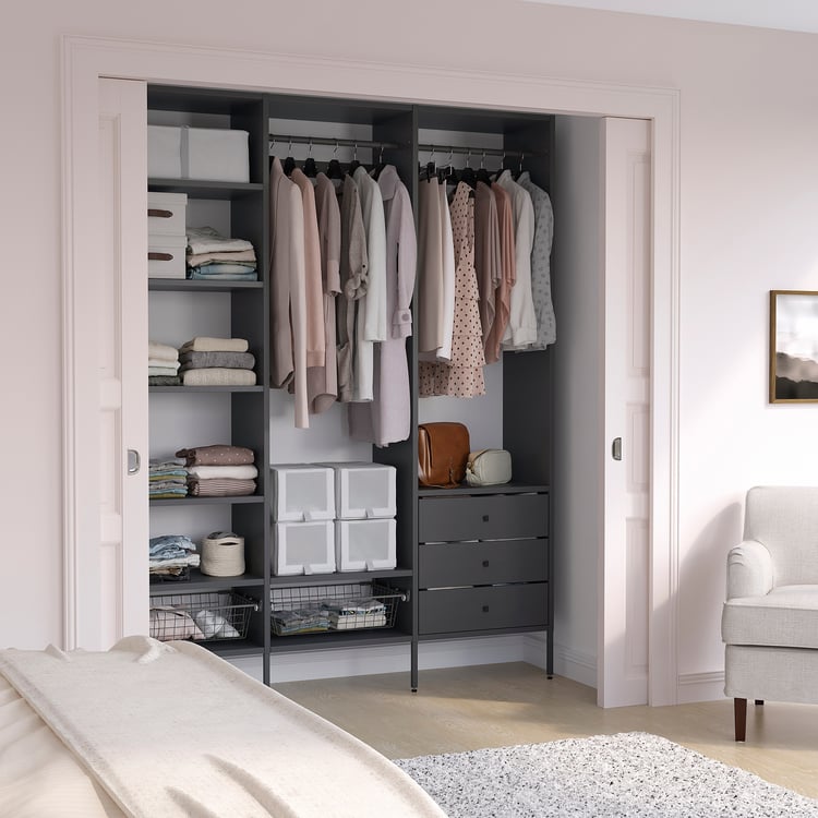 AURDAL wardrobe combination, dark gray, 743/4x153/4x87" IKEA US