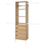 AURDAL Wardrobe combination, oak veneer/white, 68 1/2-94 1/2x15 3/4x87 "