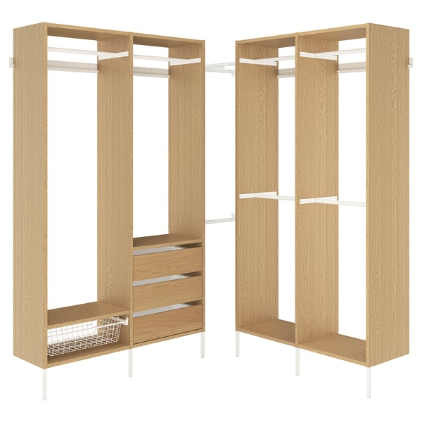 AURDAL Wardrobe combination, oak veneer/white, 70 7/8-83 7/8x15 3/4x87 "