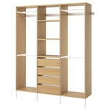 AURDAL Wardrobe combination, oak veneer/white, 74 3/4x15 3/4x87 "
