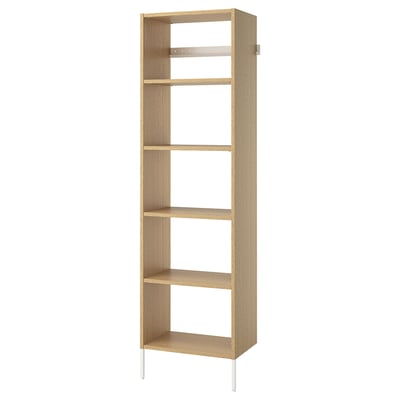 AURDAL Wardrobe combination, oak veneer/white, 25 5/8x15 3/4x87 "