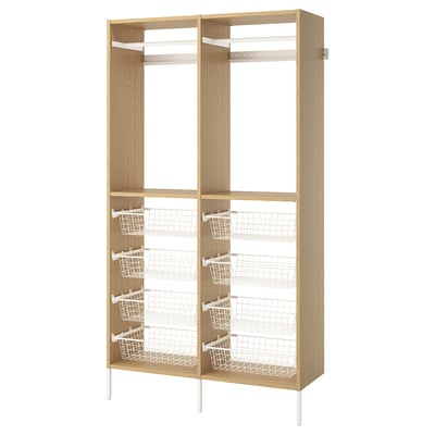 AURDAL Wardrobe combination, oak veneer/white, 49 1/4x15 3/4x87 "