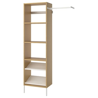 AURDAL Wardrobe combination, oak veneer/white, 47-60x15 3/4x87 "