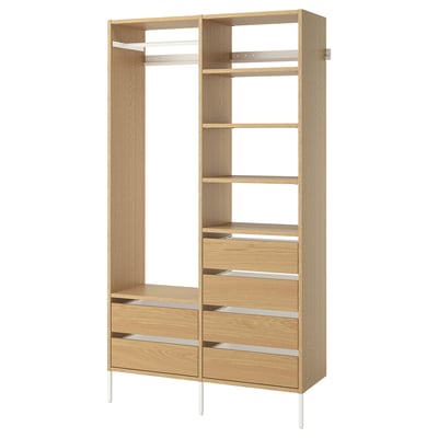 AURDAL Wardrobe combination, oak veneer/white, 49 1/4x15 3/4x87 "