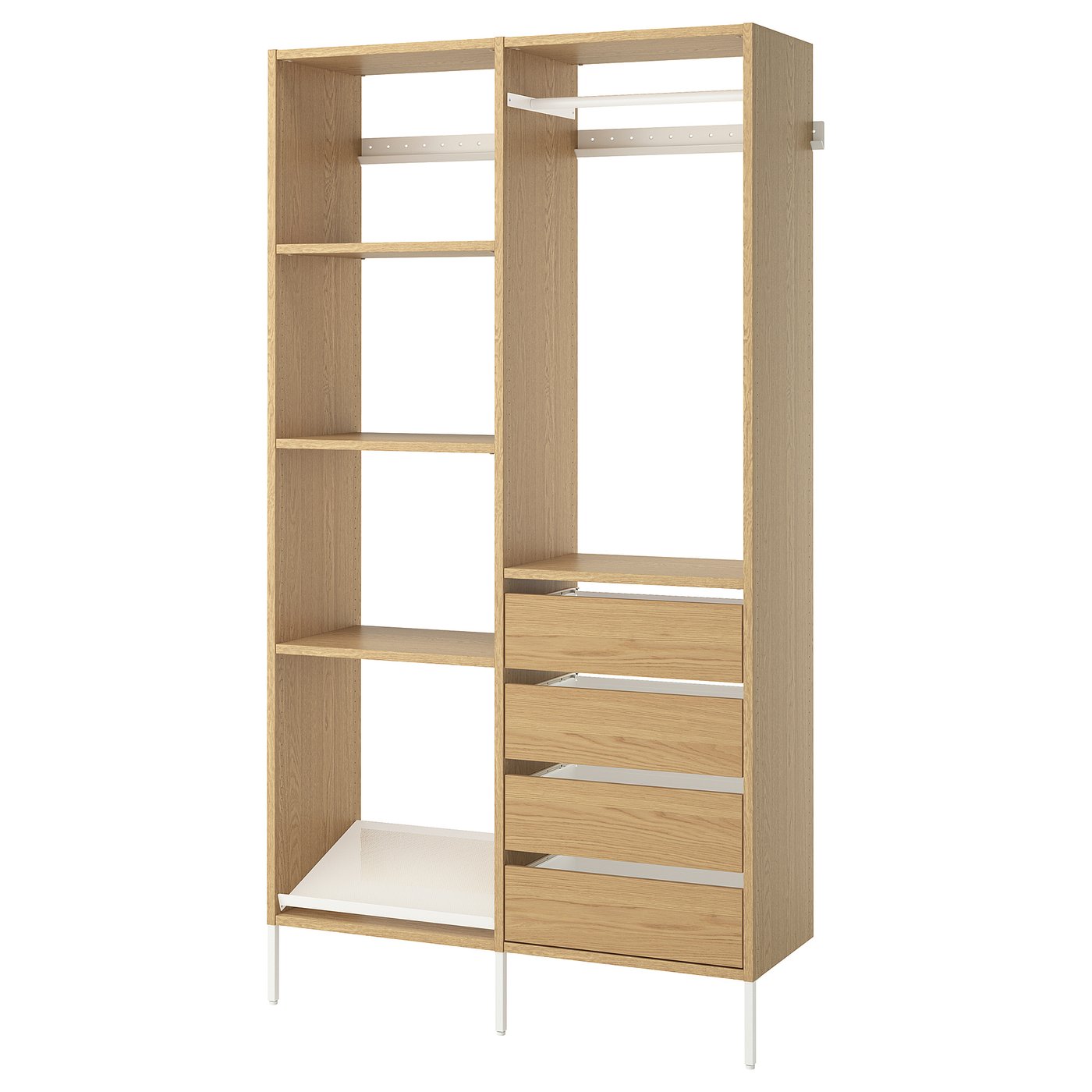 AURDAL wardrobe combination, oak veneer/white, 491/4x153/4x87