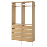 AURDAL Wardrobe combination, oak veneer/white, 49 1/4x15 3/4x87 "