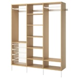AURDAL Wardrobe combination, oak veneer/white, 74 3/4x15 3/4x87 "