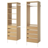AURDAL Wardrobe combination, oak veneer/white, 72-79 1/8x15 3/4x87 "