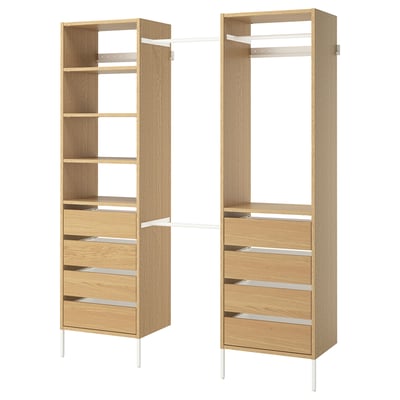 AURDAL Wardrobe combination, oak veneer/white, 72-79 1/8x15 3/4x87 "