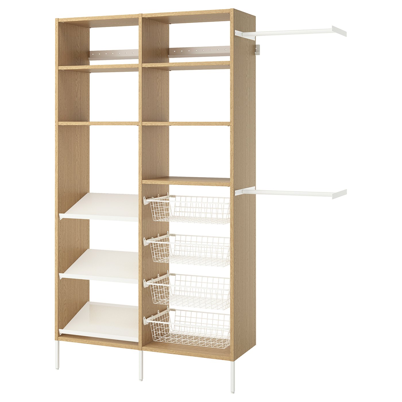 AURDAL wardrobe combination, oak veneer/white, 705/8-835/8x153