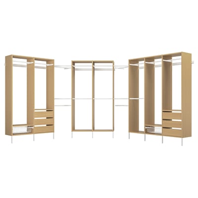 AURDAL Wardrobe combination, oak veneer/white, 70 7/8-118 1/8x15 3/4x87 "