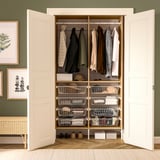 AURDAL Wardrobe combination, oak veneer/white, 49 1/4x15 3/4x87 "