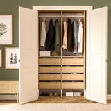 AURDAL Wardrobe combination, oak veneer/white, 49 1/4x15 3/4x87 "