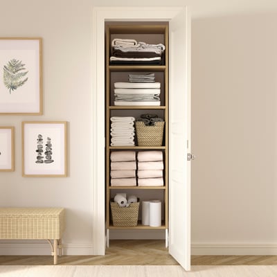 AURDAL Wardrobe combination, oak veneer/white, 25 5/8x15 3/4x87 "