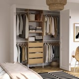 AURDAL Wardrobe combination, oak veneer/white, 68 1/2-94 1/2x15 3/4x87 "