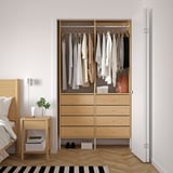 AURDAL Wardrobe combination, oak veneer/white, 49 1/4x15 3/4x87 "