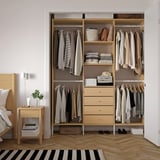 AURDAL Wardrobe combination, oak veneer/white, 74 3/4x15 3/4x87 "