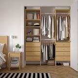 AURDAL Wardrobe combination, oak veneer/white, 72-79 1/8x15 3/4x87 "