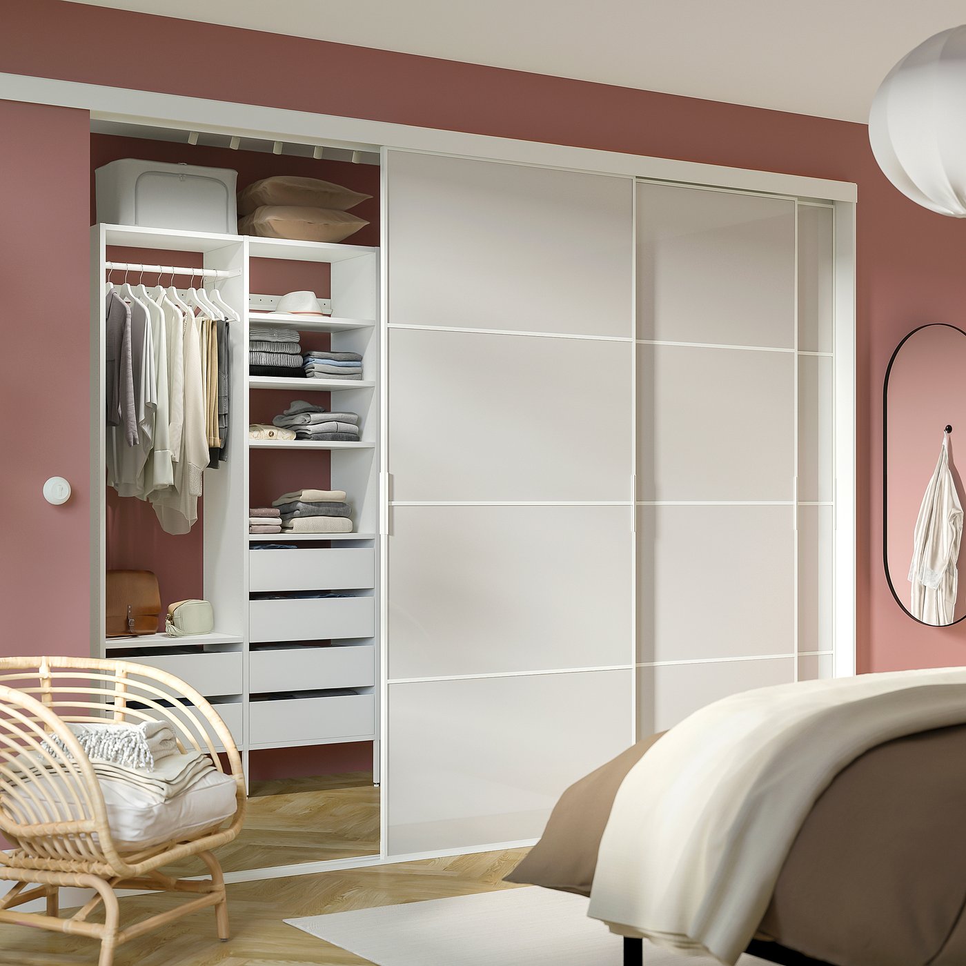 AURDAL wardrobe combination, white, 491/4x153/4x87