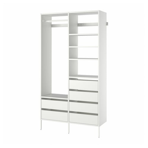 AURDAL white closet with shelves and drawers, modern minimalist design.