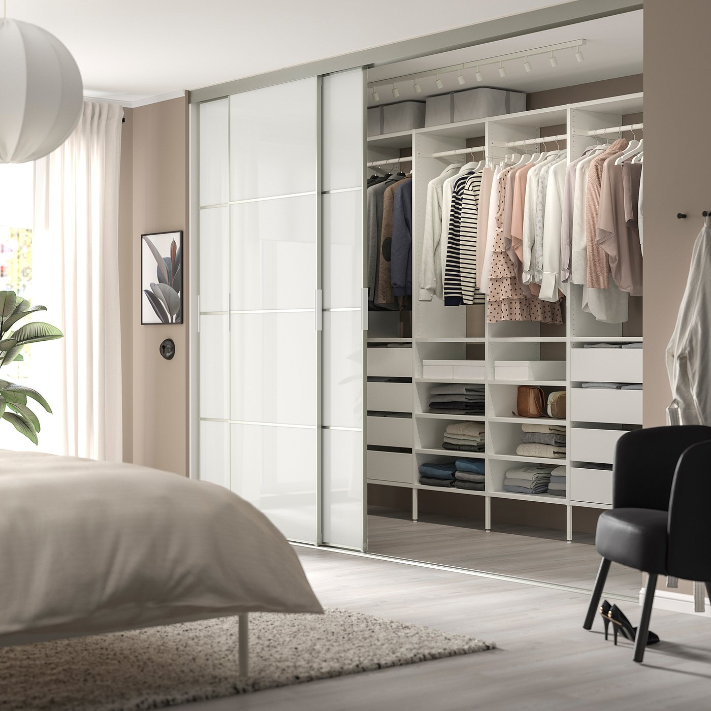 AURDAL wardrobe combination, white, 983/8x153/4x87