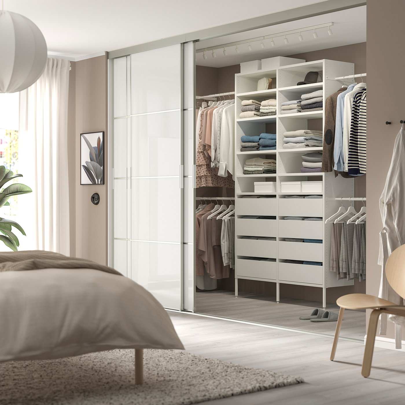 AURDAL wardrobe combination, white, 921/8-1181/8x153/4x87