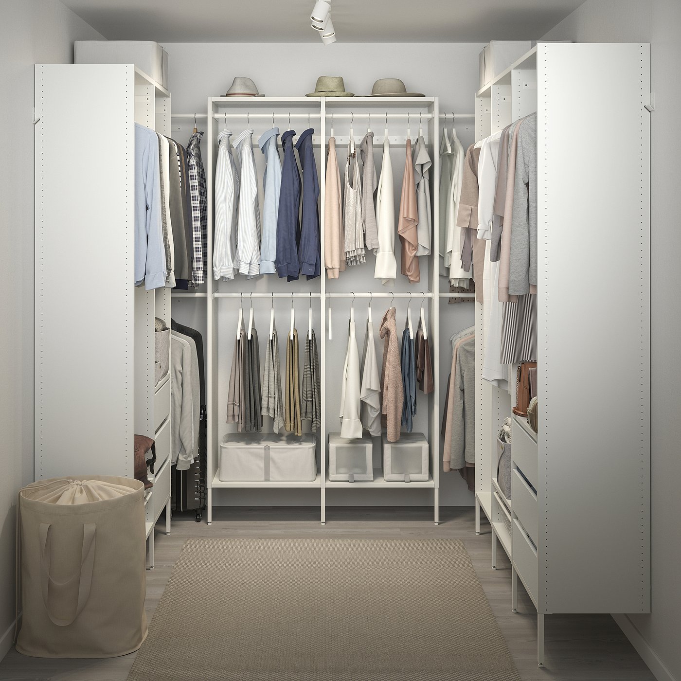 AURDAL wardrobe combination, white, 707/8-1181/8x153/4x87