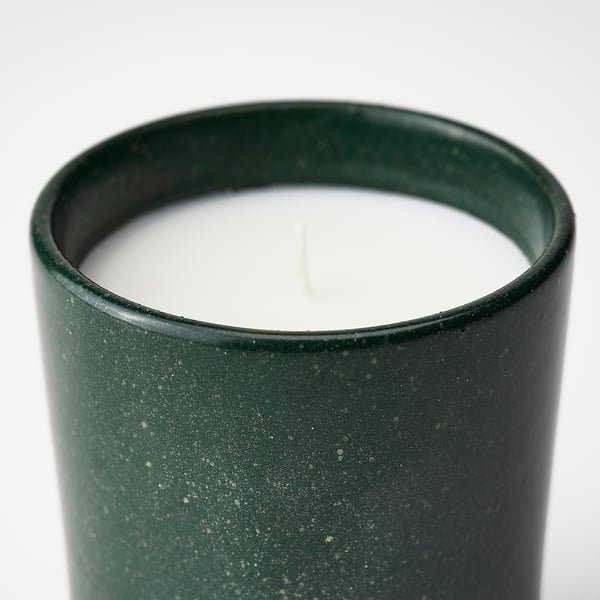 AVMÅLA Scented candle in ceramic jar, Crisp mint/dark green, 50 hr