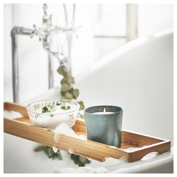 AVMÅLA Scented candle in ceramic jar, Crisp mint/dark green, 50 hr