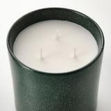 AVMÅLA Scented candle in ceramic jar w lid, Crisp mint/dark green, 60 hr